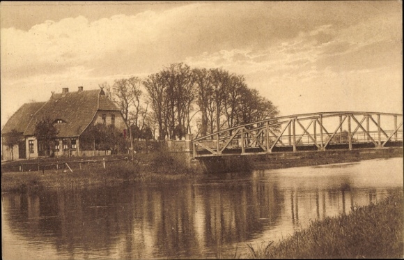 Postcard Hellwege in Lower Saxony, partial view, bridge