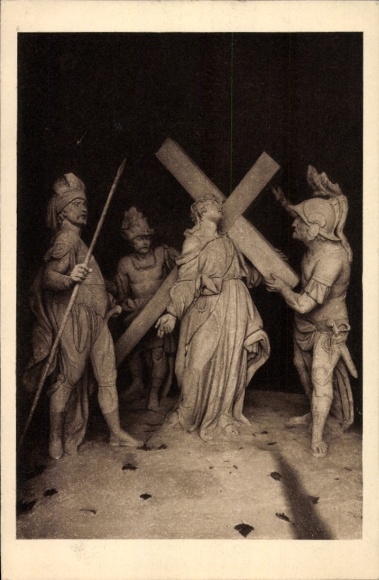Postcard II. Station, Jesus takes the cross on his shoulder