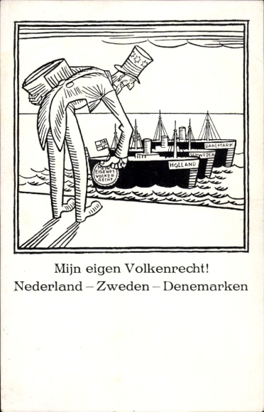 Postcard Mijn eigen Volksenrecht, Nederland, Zweden, Denemarken, USA