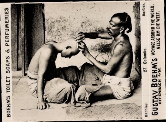 Photo Colombo Ceylon Sri Lanka, barber, advertising Boehm's Toilet Soap