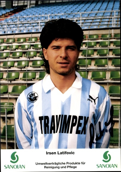 Autograph card footballer Irsen Latifovic, FC Hansa Rostock, autograph