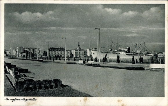 Postcard Gdynia Gotenhafen Pomerania, steamer pier