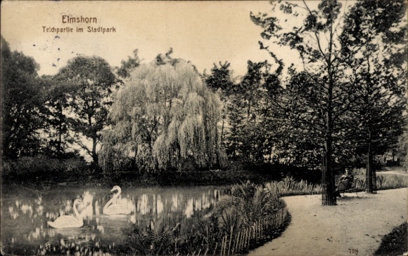 Ak Elmshorn in Holstein, vijver, stadspark