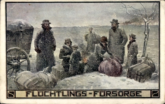 Artist PC refugee welfare, war refugees, luggage, wagon
