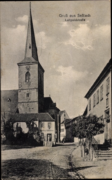 Postcard Sesslach in Upper Franconia, Luitpoldstrasse