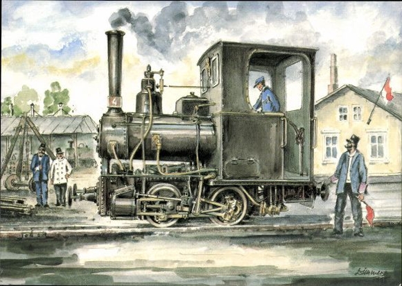 4 old Postcard with locomotives from the Czech Republic