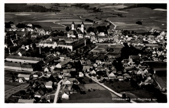 Postcard Ottobeuren in Upper Swabia Allgäu, aerial photograph