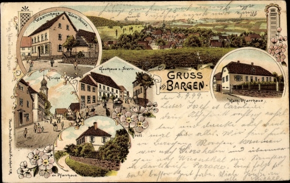 Chromo-Litho barges in Baden, Adam Jooss department store, vicarage, Inn zum Stern, church