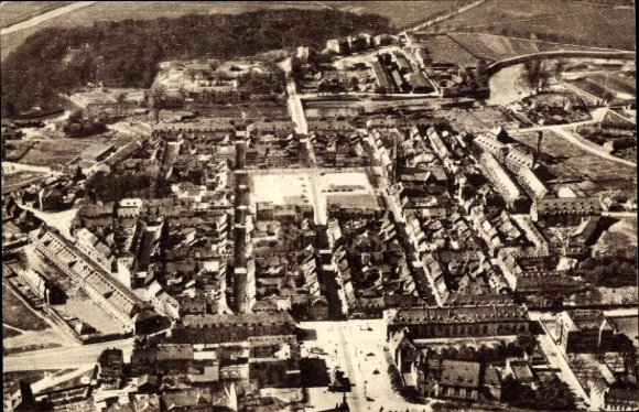 Postcard Saarlouis in Saarland, aerial photograph