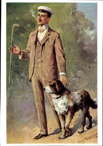10 old Postcard men in uniform and suits, various views