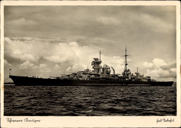 Postcard German warship prince Eugen, heavy cruiser, Kriegsmarine