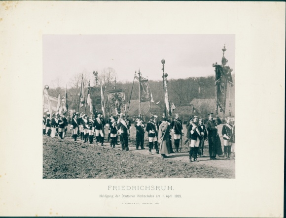 Studentika foto Friedrichsruh Aumühle, eerbetoon aan de Duitse universiteiten in 1895
