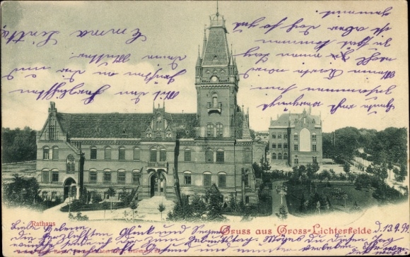 Postcard Berlin Steglitz Groß Lichterfelde, Town Hall