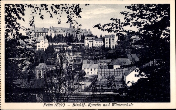 Postcard Prüm in the Eifel, Episcopal Seminary, Winter School