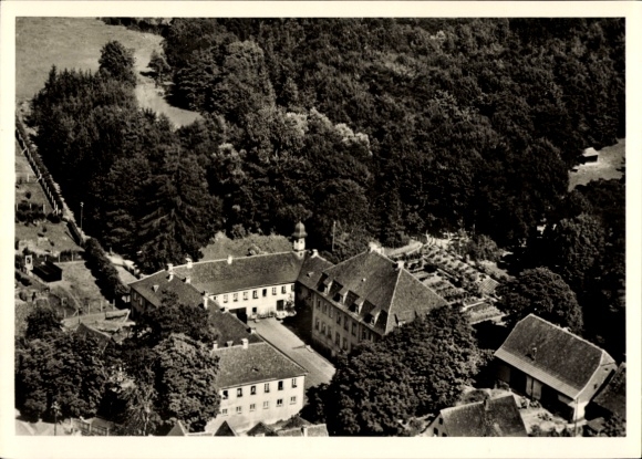 Postcard Kupferzell in Württemberg, aerial photograph, rural women's school