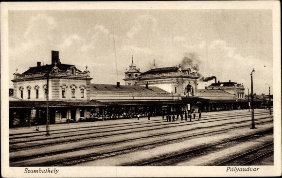 Postcard Szombathely Hungary, Train Station