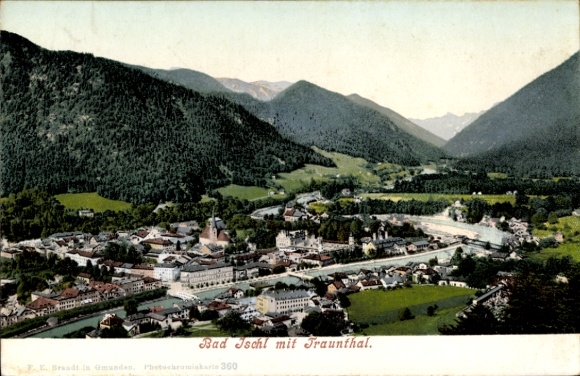 Postcard Bad Ischl in Upper Austria, general view, Traunthal