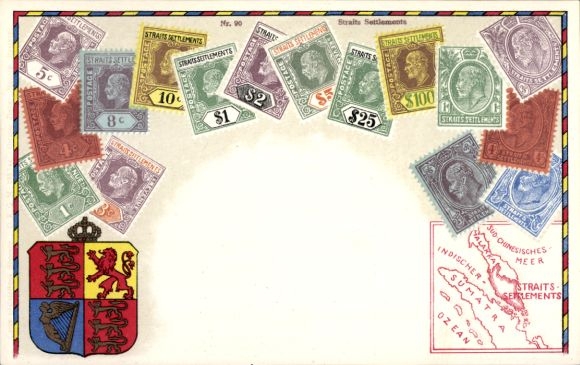Postzegels Wapenschild litho Straits Settlements, Malakka, Maleisië, Singapore, Sumatra