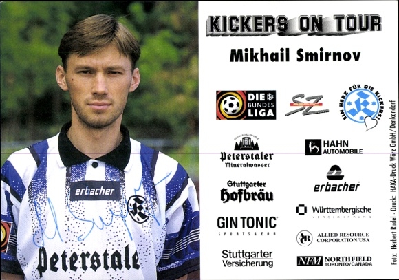 Karta autografu piłkarza Michaiła Smirnowa, SV Stuttgarter Kickers, autograf