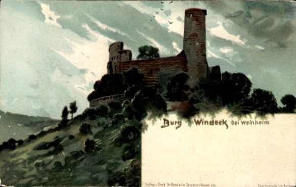 Postcard Weinheim an der Bergstraße Baden, Castle Ruins Windeck