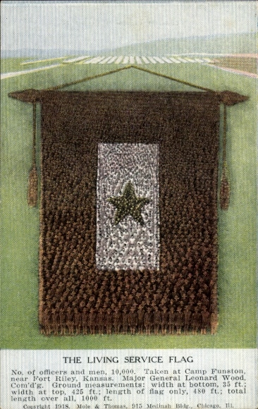 PC Kansas USA, The Living Service Flag, genomen op Camp Funston, nabij Fort Riley