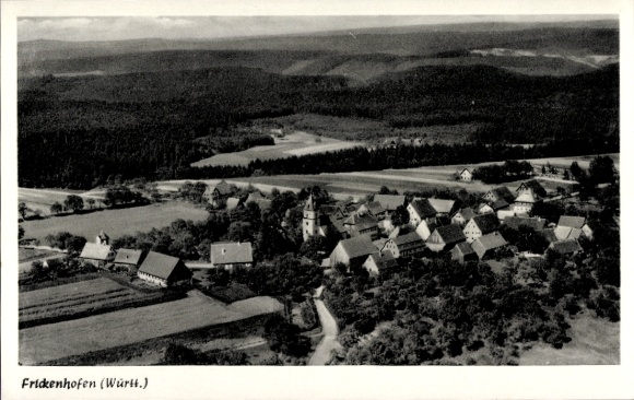 Postcard Frickenhofen Gschwend in the Ostalbkreis Württemberg, aerial photograph