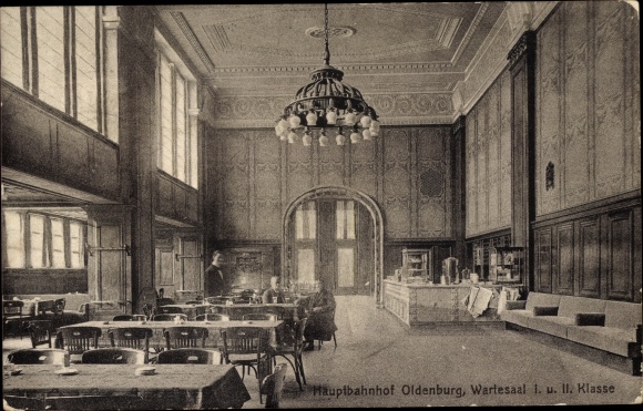 Ak Oldenburg im Großherzogtum Oldenburg, Hauptbahnhof, Wartesaal, Innenansicht