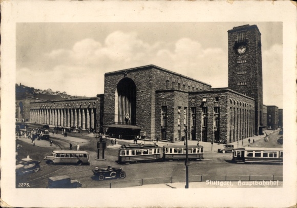 Ak Stuttgart in Württemberg, Hauptbahnhof, Straßenbahnen