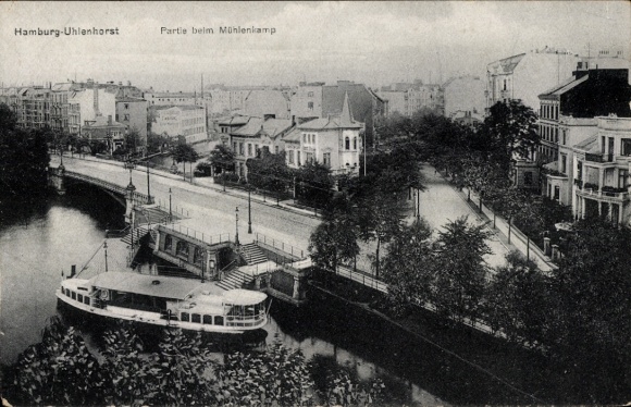 Postcard Hamburg Nord Uhlenhorst, section near Mühlenkamp