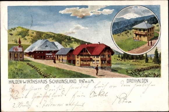 Artist PC Zorn, L., Oberried Breisgau, Dreyhalden, Halden Wirtshaus Schauinsland