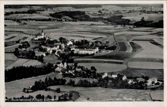 Postcard Krumbach Swabia, Bayer. Ostmark, from the plane