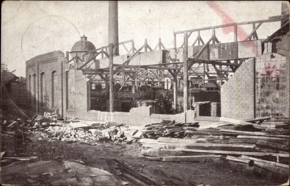 Postcard Furth Chemnitz in Saxony, ruins of the boiler houses, storm disaster 1916
