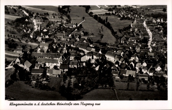 Postcard Klingenmünster on the Wine Route Palatinate, aerial photograph