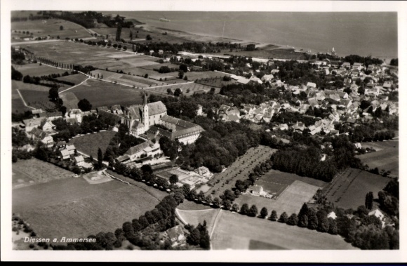 Ak Dießen am Ammersee Oberbayern, Fliegeraufnahme
