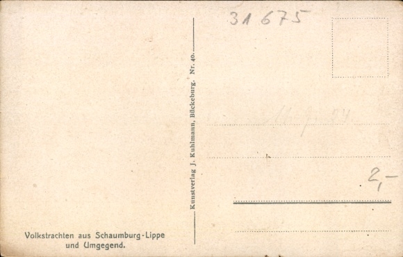 Postcard Trachten Schaumburg Lippe, Family, Children