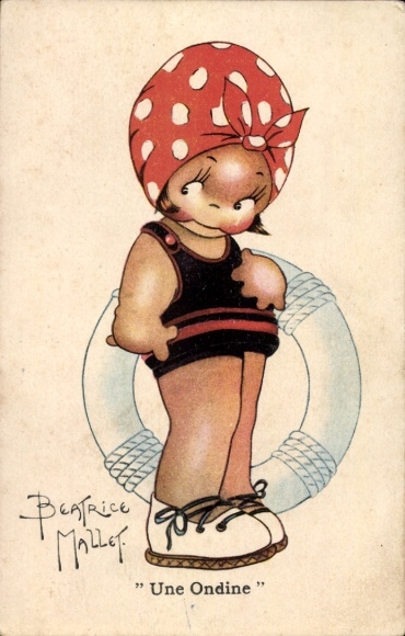 Artist PC Mallet, Beatrice, girl in swimsuit, lifebuoy