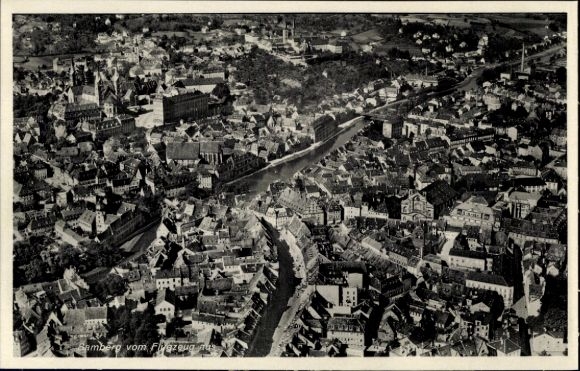 Postcard Bamberg in Upper Franconia, aerial photograph