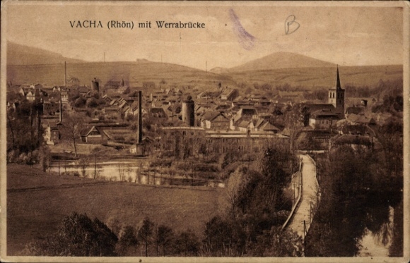 Postcard Vacha in the Rhön Thuringia, Werra Bridge, landscape, city view