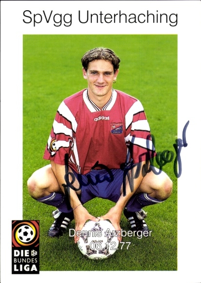 Autograph card footballer Dennis Arzberger, SpVgg Unterhaching, autograph