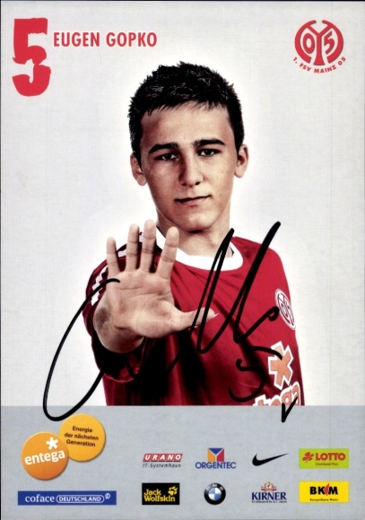 Autograph card footballer Eugen Gopko, 1. FSV Mainz 05