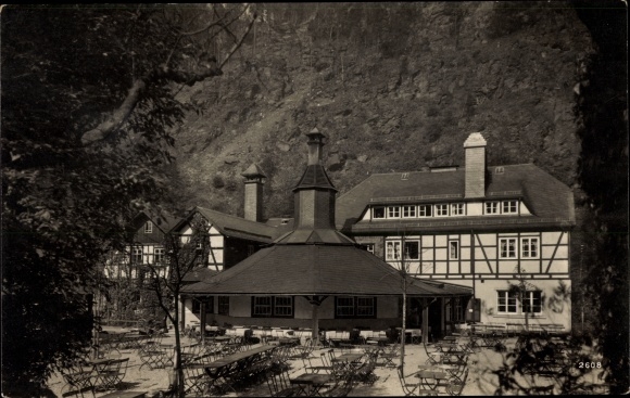 Prentbriefkaar Falkenstein Ludwigsstadt in Opper-Franken, Bayer. brouwerij en restaurants