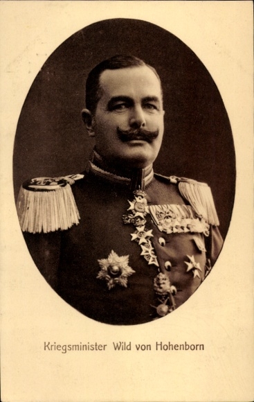Postcard Minister of War Wild von Hohenborn, portrait in uniform, medal