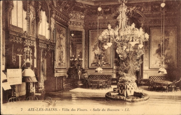 CPA Aix-les-Bains Savoie, Villa des Fleurs, Salle du Baccara
