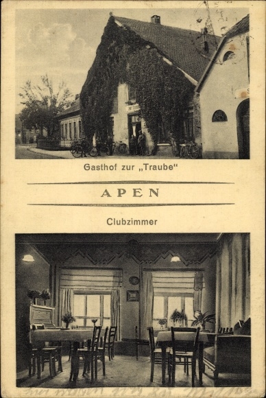 Postcard Apen in Oldenburg Ammerland, Gasthof zur Traube, interior view