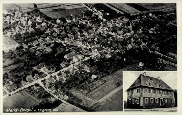 Postcard Marktbergel Middle Franconia, aerial photograph, Gasthaus zur Frankenhöhe
