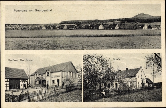 KP Jurków Georgenthal Dolny Śląsk, dom towarowy, szkoła, panorama