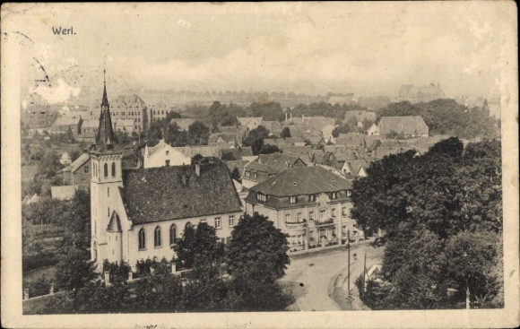 Ak Werl in Westfalen, gedeeltelijk zicht, kerk