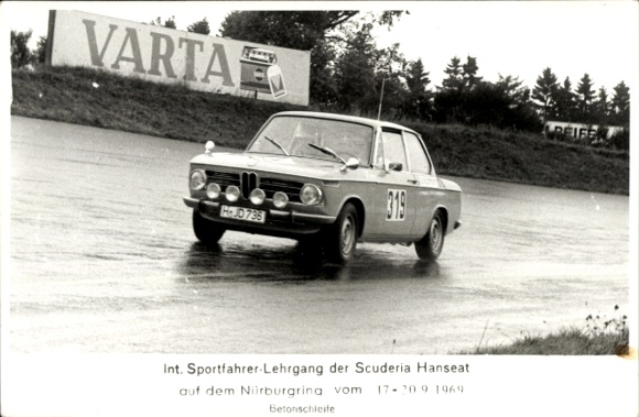 Postcard International Sports Driver Training Course of the Scuderia Hanseat, Nürburgring 1969, Concrete Loop, Racing Car 319