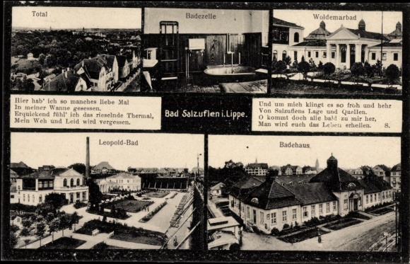 Postcard Bad Salzuflen in Lippe, Total, bathing cell, bathhouse, Woldemarbad, Leopold Bad