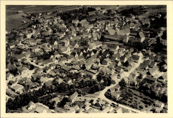 Postcard Babenhausen Swabia, aerial photograph